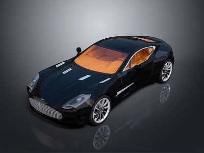 Black Luxury Sports Car With Orange Interior Streamlined Design And Silver Alloy Wheels 3d model