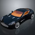 Black Luxury Sports Car With Orange Interior Streamlined Design And Silver Alloy Wheels