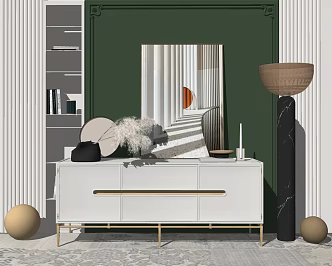 Modern TV Cabinet Entrance Cabinet Hanging Painting 3d model