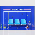 KSWISS Themed Photo Spot With Blue Seats And Tennis Elements On Blue Background