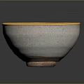 Elegant White Bowl With Gold Rim And Crackle Texture For Home Living Use