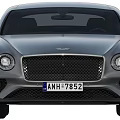Silver Bentley Luxury Sports Car Front View With Stylish Details