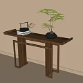 New Chinese Style Entrance Cabinet End View Desk 3d model