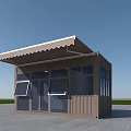 Brown Container Style Supermarket Department Store With Awning And Glass Windows Doors