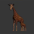 Giraffe Stuffed Toys Large And Small Standing With Spotted Pattern 3d model