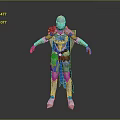 Fantasy Armor Character In Blue Silver Ornate Medieval Style With Cape