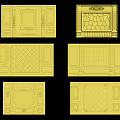 Different Yellow Background Wall Designs With Ornate Patterns And Decorative Details 3d model