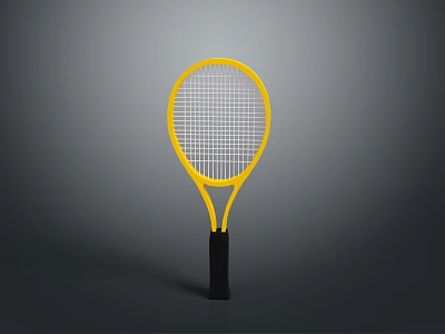 Yellow Tennis Racket With Black Handle And White String For Daily Use 3d model