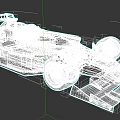 3D Rendered Black Race Car With Large Rear Wing Wide Tires And Red Rims