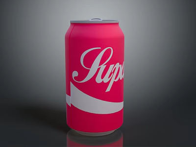 Pink Aluminum Beverage Can With Sup Logo For Daily Refreshing Drinks 3d model