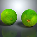 Two Fresh Green Limes on Shiny Reflective Surface with Smooth Skin and Ripe Look