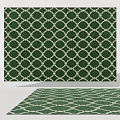 Green Square Rug With White Geometric Circular Pattern Woven Decorative Texture Design 3d model