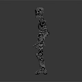 Detailed Mechanical Robot Character With Silver Body Articulated Joints And Blue Eyes