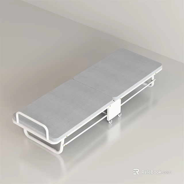 Portable Folding Bed With Metal Frame And Comfortable Mattress Surface 3d model 