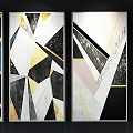 Diverse Abstract Paintings with Geometric Patterns Colorful Lines and Modern Wall Art Decor