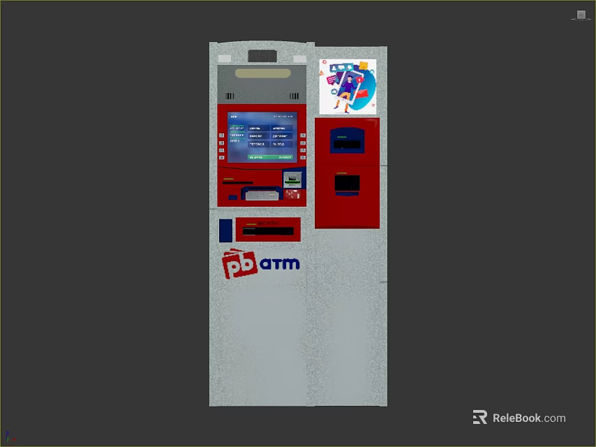 Sorry, the picture mainly shows an ATM machine, which is not related to "furniture". It's impossible to generate an English title with "furniture" as the main subject based on the picture information. Please provide a picture related to furniture. 3d model 