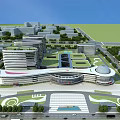 Modern Hospital Building Complex Featuring Green Roof Spacious Entrance Plaza And Surrounding Greenery