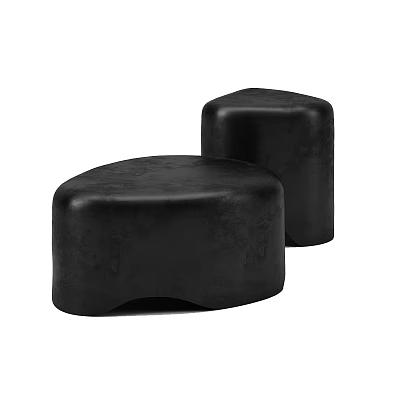 Modern Matte Black Irregular Shaped Low Stools Set For Minimalist Home Living Space 3d model