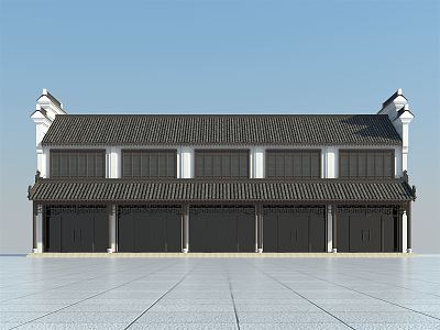 Chinese ancient architecture shops 3d model