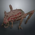 Fantasy Monster Creature With Spiked Body Red Veins Multiple Legs And Sharp Claws 3d model
