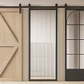 Stylish Modern Barn Doors With Wooden Frame Ribbed Glass And Arched Panels