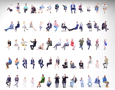 Modern Multi-Person Multi-Person Sitting Male and Female 3d model