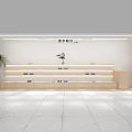 Modern Minimalist Jewelry Store Interior With Display Shelves Plant And Decor