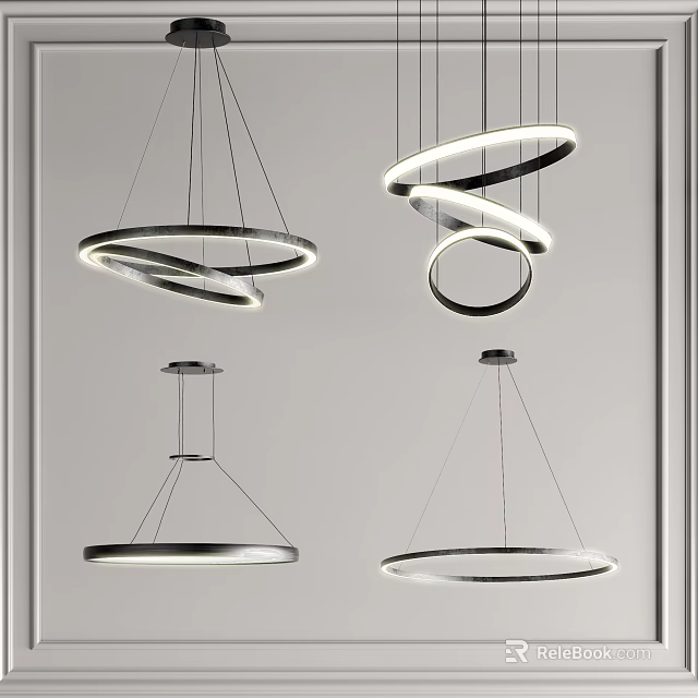 Modern Circular Ring Chandeliers With LED Lighting Various Designs For Interior Design 3d model