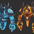 Fantasy Armored Characters And Elemental Creatures With Ice Fire Design 3d model