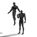 Game Movie Characters Featuring Two Black Robots Standing And Floating In Sci Fi Style 3d model