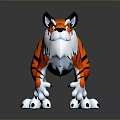 Stylized Cartoon Tiger 3D Model With Orange Black Stripes White Mane And Paws 3d model