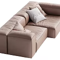Light Brown Leather L shaped Sectional Sofa With Modern Design And Soft Pillows