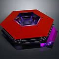 Red Octagonal Fighting Ring With Purple Stage Lighting And Modern Arena Design 3d model