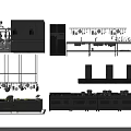 Detailed Modern Kitchen Appliances Layout With Stovetops Range Hoods Refrigerators And Cabinets