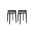 Two Modern Black Frame Kitchen Stools With Light Upholstered Seats 3d model