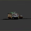 Old Rusty Train With Green Roof On Dark Railway Tracks