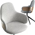Modern Upholstered Office Chairs With Wooden Armrests Metal Tripod Bases And Light Dark Gray Colors