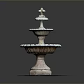 Three Tiered Stone Fountain With Classical Design And Square Base