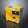 Vintage Yellow Portable Generator With Worn Surface Wheels And Control Panel 3d model