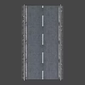 3D Road Model With Guardrails And White Lane Markings On Gray Background