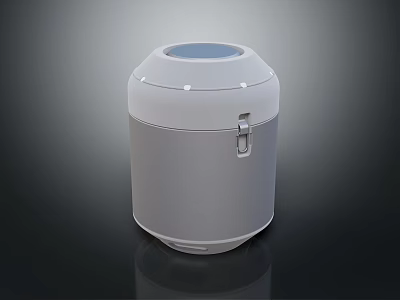 Modern White Cylindrical Rice Cooker With Smooth Surface Lid And Locking Latch Design 3d model