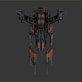 Futuristic SciFi Space Fighter With Black Orange Accents And Detailed 3D Design