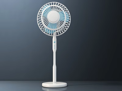 Modern Air Conditioner Fan With White Stand And Blue Blades Design 3d model