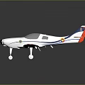 White Propeller Aircraft With Orange Blue Wing Tail Accents In Aerospace Design