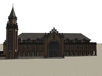 European Style Architecture With Tower Arched Entrance And Ornate Facade 3d model