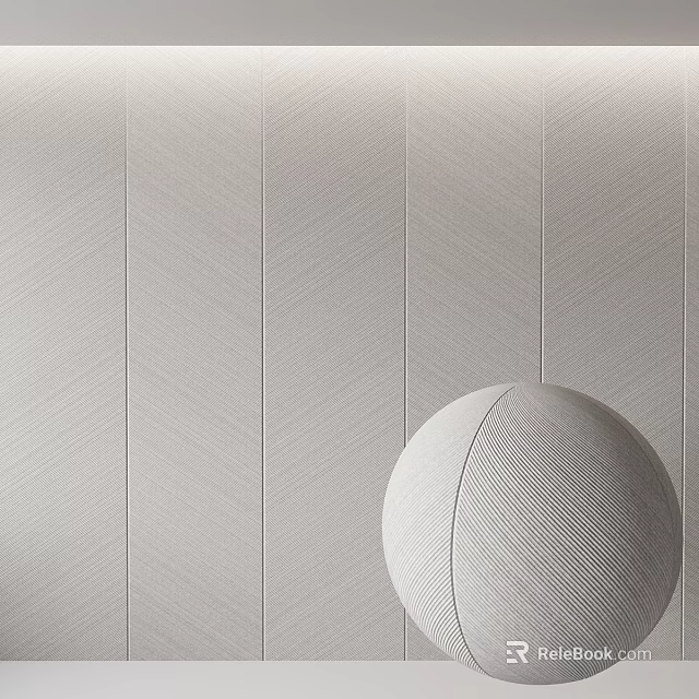 Gray Textured Wall With Vertical Stripes And Circular Textured Sphere Design 3d model