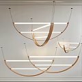 Modern Chandeliers With Curved Metal Frames And LED Light Strips For Contemporary Spaces