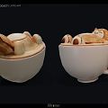 Modern coffee cappuccino cat coffee 3d model