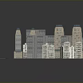 Cartoon City Model Displaying Tall Buildings Roads And Urban Crossroads