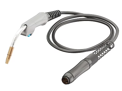 Industrial Equipment Cable With Metal Connector Flexible Hose And Spring Protection 3d model